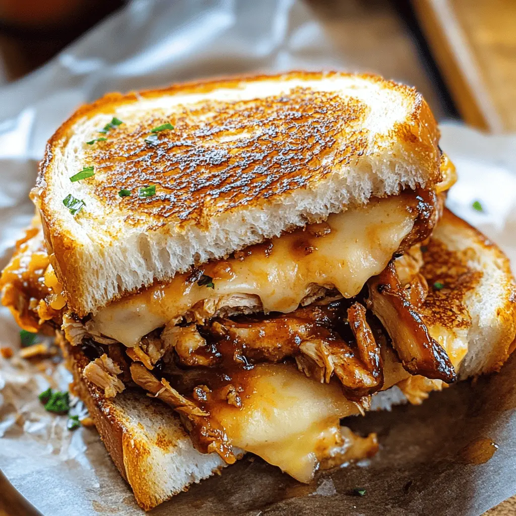Get ready for a delightful twist on comfort food with this BBQ Chicken Grilled Cheese! Packed with tender, shredded chicken smothered in tangy BBQ sauce and gooey cheese, this sandwich is perfect for lunch or a quick dinner. It's easy to make and sure to please the whole family. Don't forget to save this recipe for your next picnic or game day feast!