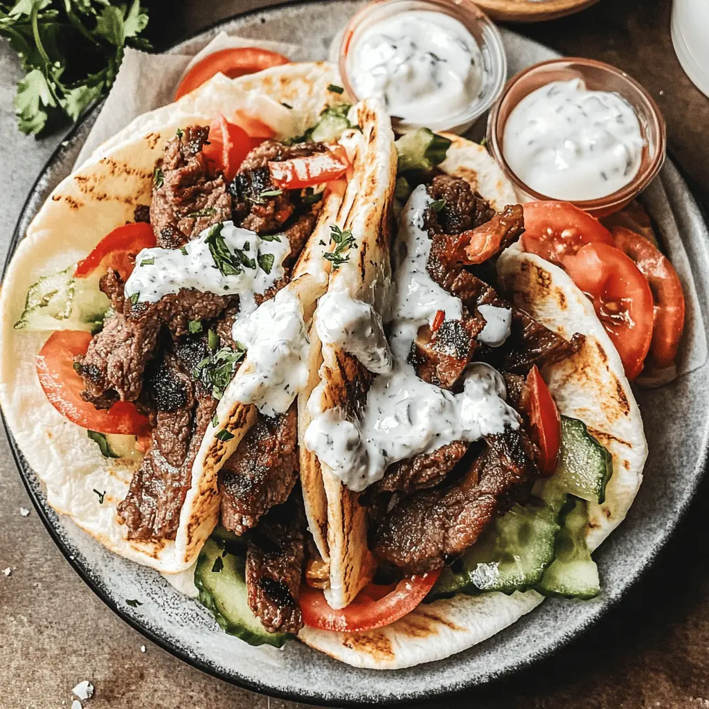 Looking for a delicious and easy dinner idea? Try these Beef Gyros! Tender, marinated beef wraps filled with fresh veggies and creamy tzatziki sauce create a flavor explosion in every bite. Perfect for a weeknight dinner or weekend gathering, this recipe is sure to impress. Save it now for your next meal!