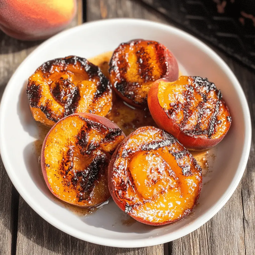 Juicy peaches caramelized on the grill with rich brown sugar create a delightful summer treat! This simple recipe boasts the perfect balance of sweetness and smokiness. Serve with vanilla ice cream for a delicious dessert or enjoy them as a sweet addition to salads. Save this easy recipe for your next barbecue or family gathering! 🍑✨