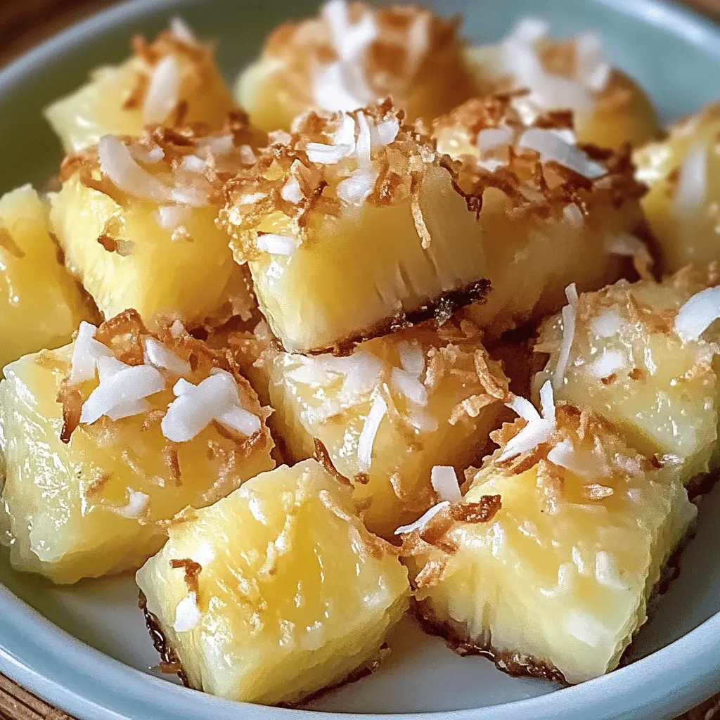 These Coconut Pineapple Bites are a tropical treat that brings a burst of flavor to your snack time! Made with juicy pineapple chunks coated in creamy coconut, they are perfect for a refreshing dessert or a light appetizer. Save this easy recipe for your next gathering or when you want to enjoy a taste of paradise at home!