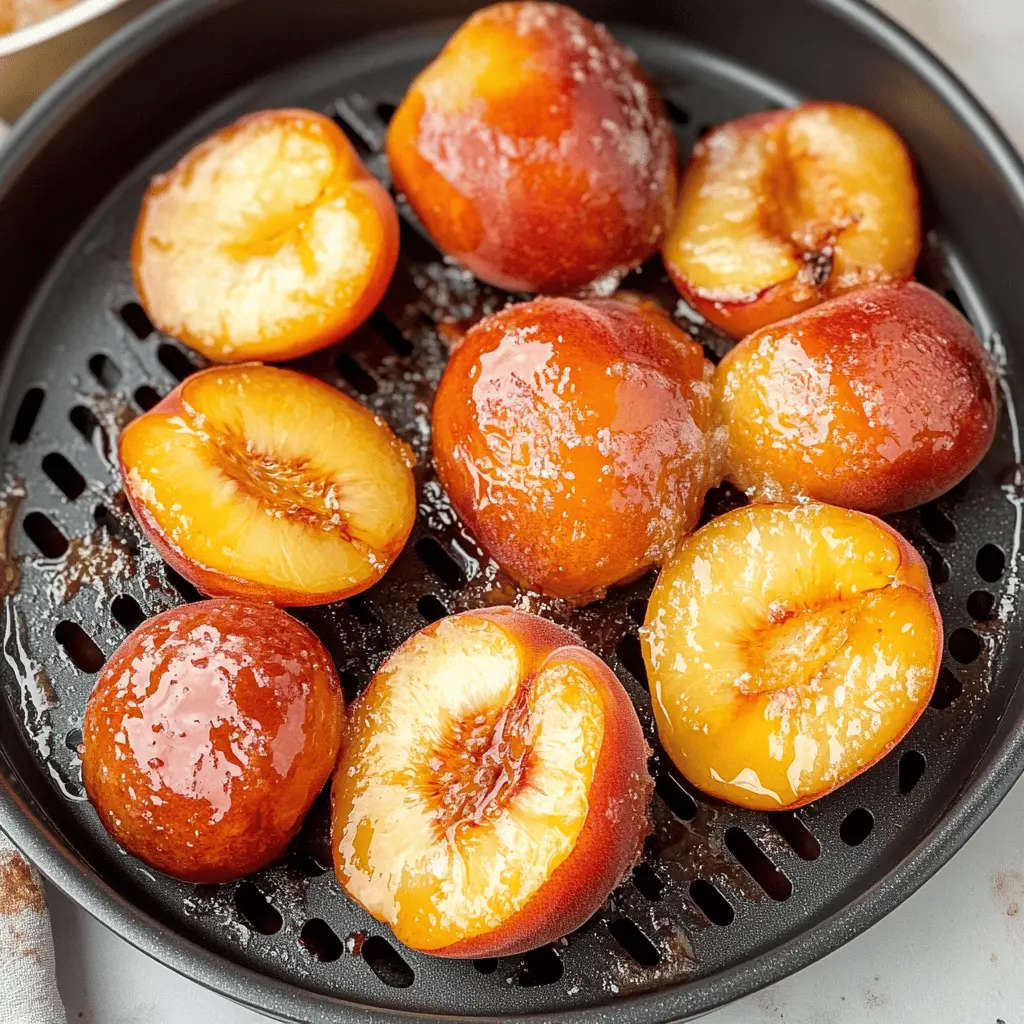 Transform ripe peaches into a quick, tasty dessert with this easy air fryer recipe! Juicy, caramelized peaches topped with a sprinkle of cinnamon and a drizzle of honey make for the perfect summer treat. Great for family gatherings or a cozy night in. Save this pin to enjoy this delightful recipe anytime!