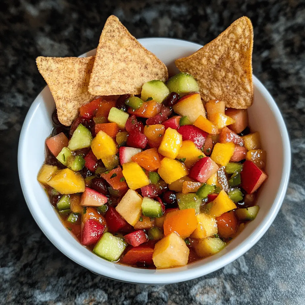 Brighten up your snack time with this refreshing Fruit Salsa paired with crunchy Cinnamon Chips! Bursting with seasonal fruits, this colorful treat is perfect for summer gatherings or cozy evenings at home. Save this recipe to impress your friends at the next BBQ or simply enjoy a sweet, fruity pick-me-up whenever you crave it!