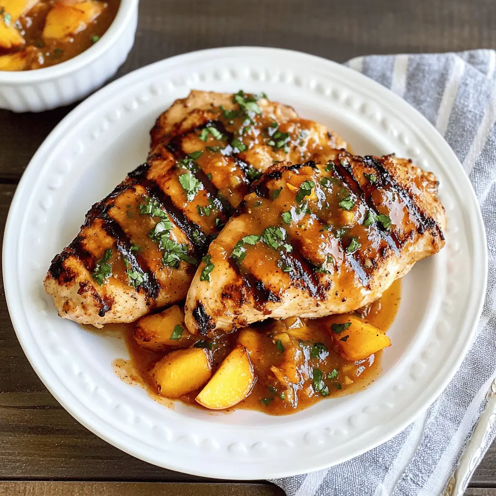 Fire up the grill for this mouthwatering grilled chicken with peach chipotle sauce! Juicy chicken meets a zesty blend of sweet peaches and smoky chipotle for a flavor boost like no other. Perfect for summer barbecues or weeknight dinners, this dish is sure to impress. Save this recipe for your next gathering or cozy meal at home!