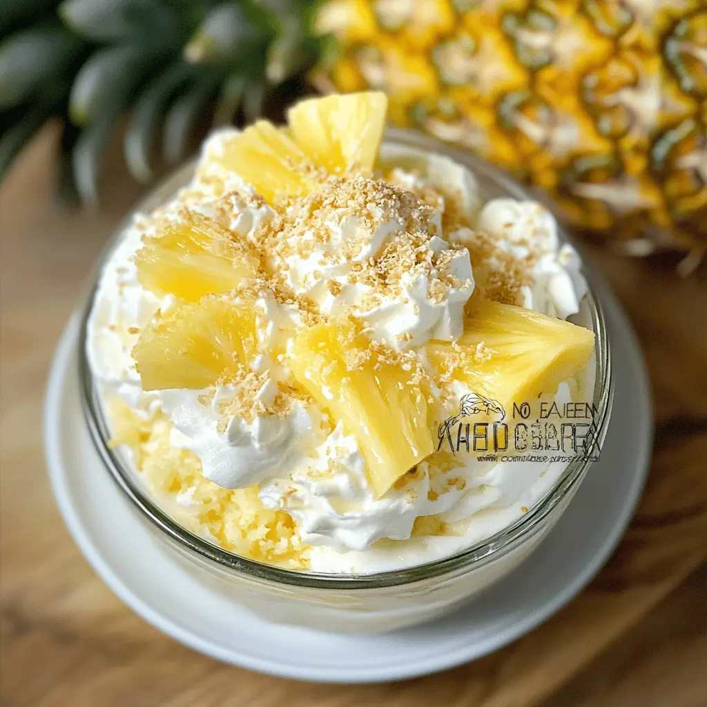 Treat yourself to a refreshing No Bake Pineapple Cream Dessert! This delightful recipe combines sweet pineapple and creamy layers perfect for warm days or any celebration. It's simple to make and requires no baking, making it a great choice for busy days. Save this easy dessert for your next potluck or family gathering – everyone will love it!