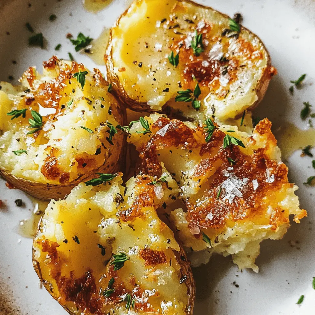Get ready for the ultimate comfort food with these crunchy-on-the-outside, fluffy-on-the-inside smashed potatoes! Made with just a few simple ingredients, they're perfect as a side for any meal or a cozy snack. Toss in herbs and spices for extra flavor. Save this recipe to impress your friends and family at your next dinner!