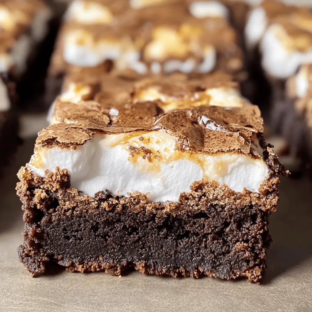 These S'mores Brownies With Vanilla Bean Marshmallow are a delightful twist on a classic favorite! Rich chocolate brownies are layered with melty vanilla bean marshmallow and topped with crunchy graham cracker crumbs. Perfect for a cozy night in or a summer gathering, save this recipe for a sweet treat that will please everyone!