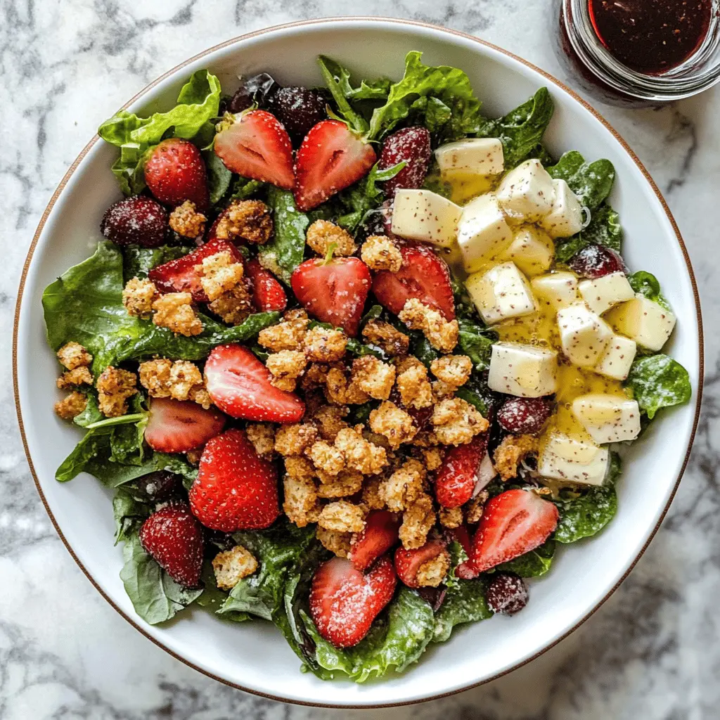 Brighten up your meal with this Strawberry Crunch Salad featuring a light champagne vinaigrette! Perfectly balanced with fresh strawberries, crunchy nuts, and a tangy dressing, it's a delightful treat for picnics, potlucks, or any gathering. Save this recipe for your next special occasion or whenever you crave a refreshing salad that's full of flavor!