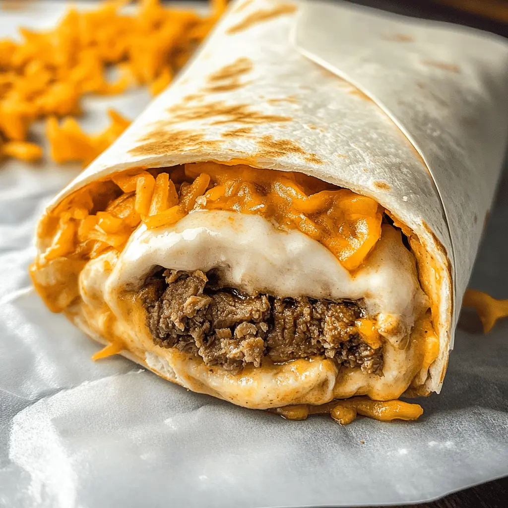 Take your taste buds on a flavorful journey with this Taco Bell-inspired Beefy Melt Burrito! Packed with seasoned beef, gooey cheese, and zesty sauces, it's a delicious meal that's perfect for lunch or dinner. Easy to make at home, this crowd-pleaser is sure to impress. Save this recipe now for a tasty weeknight treat!