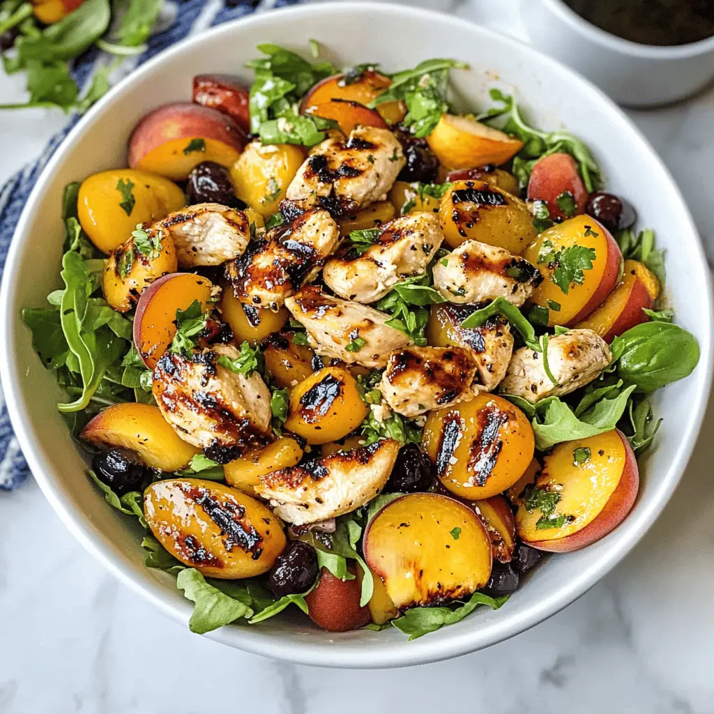 Get ready for summer with this Ultimate Grilled Peach Chicken Salad! Juicy grilled peaches paired with tender chicken, fresh greens, and a zesty dressing create a refreshing meal perfect for warm days. Ideal for picnics or light dinners, this salad brings together sweet and savory flavors everyone will love. Save it now for your next gathering or a healthy weeknight dinner!