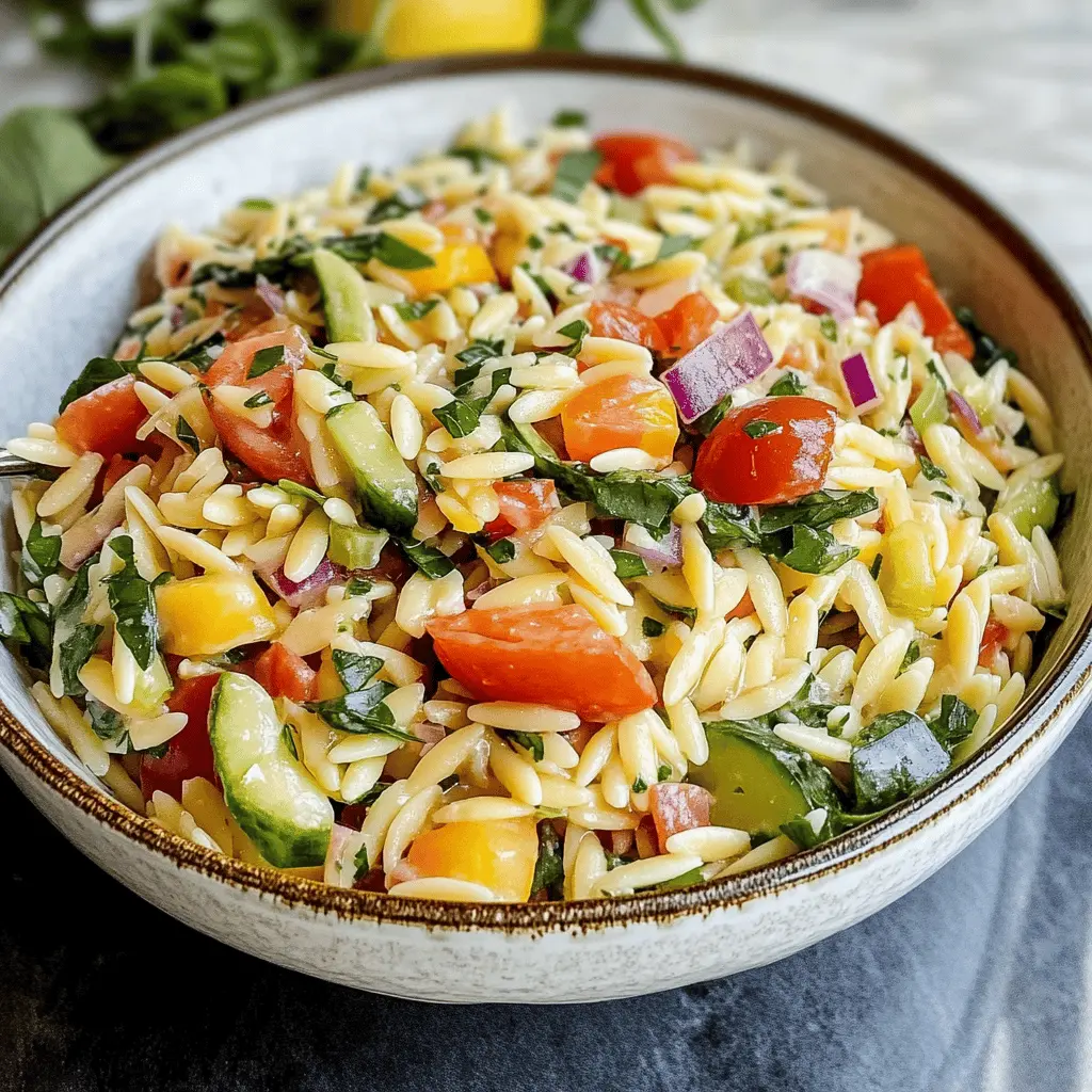 Easy Orzo Salad Recipe with Fresh Veggies