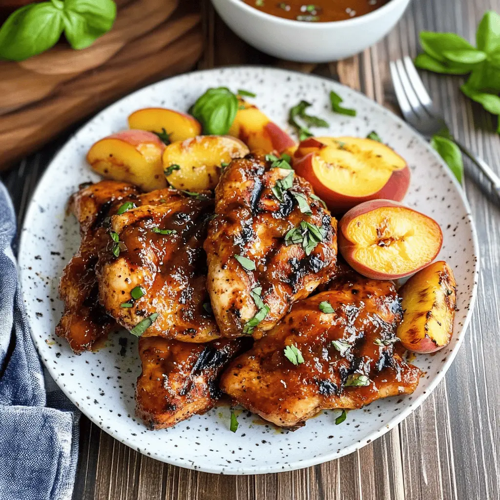 Easy Peach Bourbon BBQ Grilled Chicken Recipe