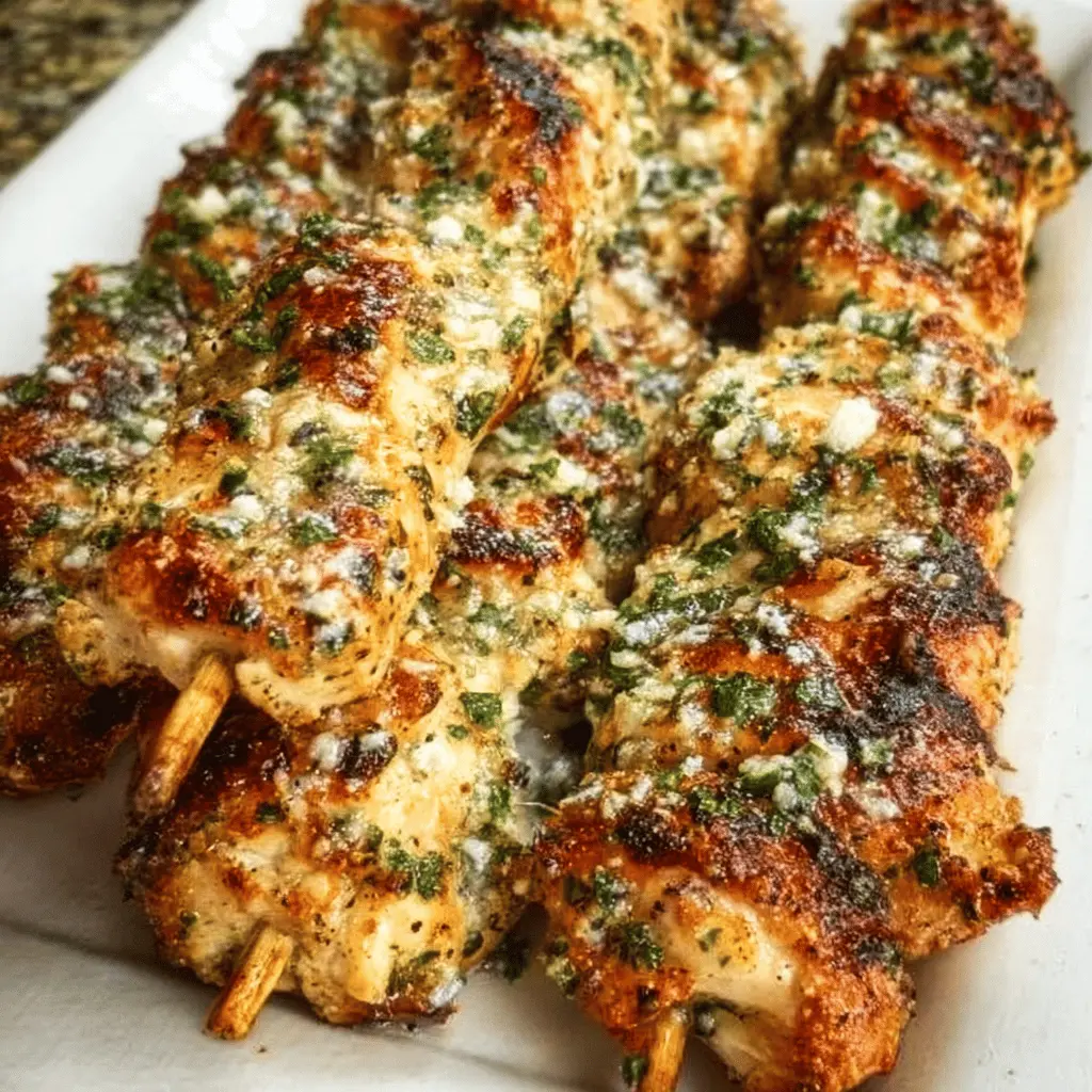 Easy Grilled Ranch Garlic Parmesan Chicken Skewers