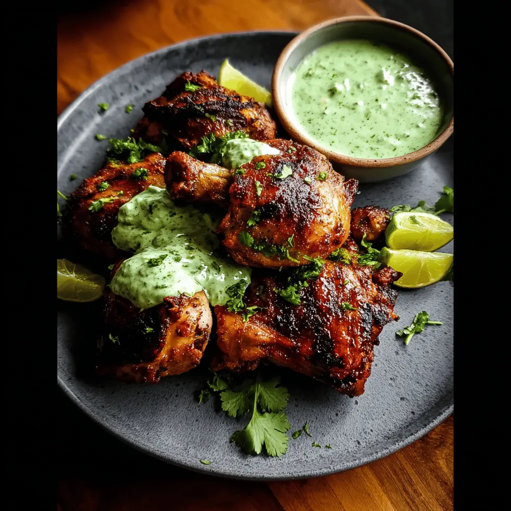 Easy Peruvian Grilled Chicken with Creamy Green Sauce