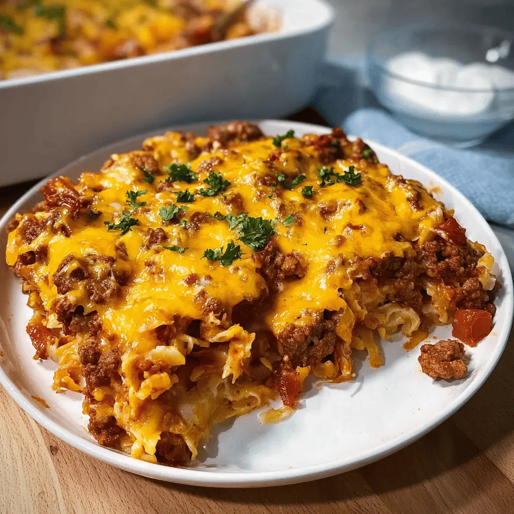 Easy Cheesy Hamburger Casserole Recipe