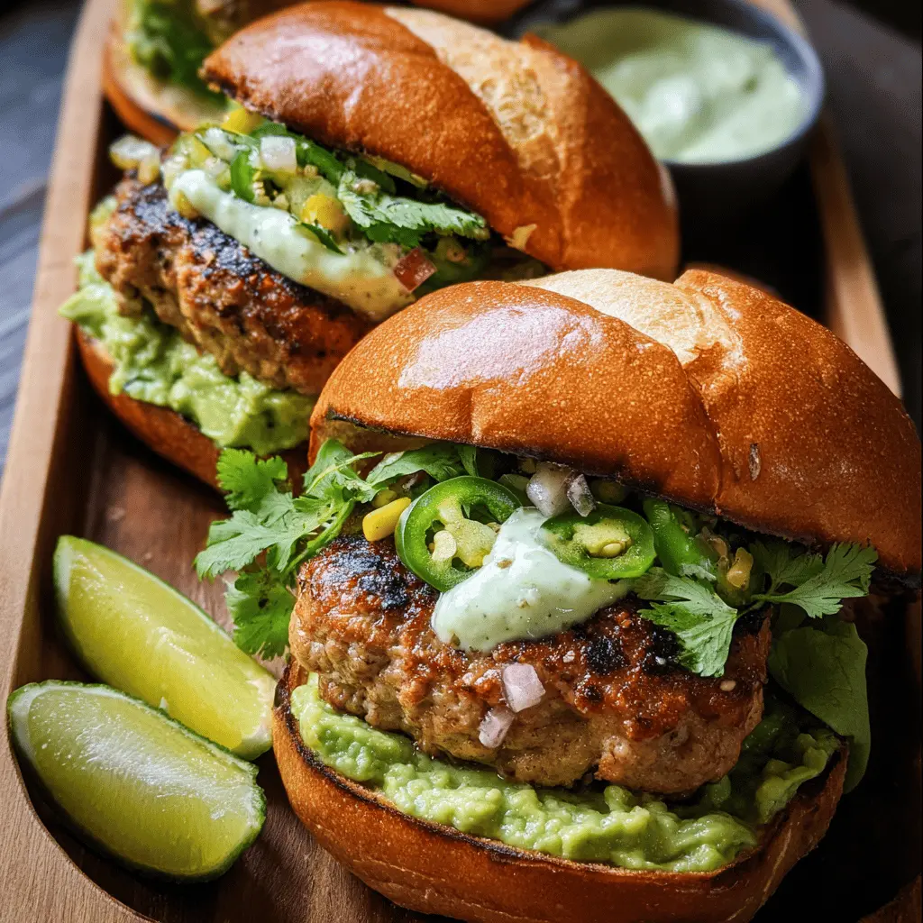 Healthy Honey Jalapeño Turkey Burgers With Creamy Avocado Sauce