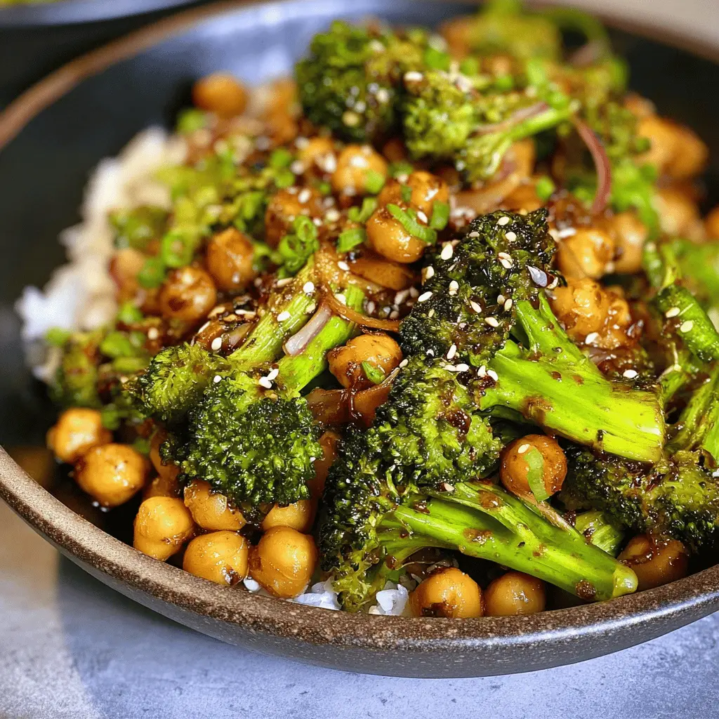 Quick Garlic Broccoli Stir Fry with Chickpeas