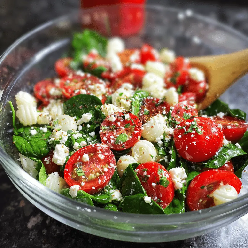 Easy Spinach Tomato Salad with Feta Cheese
