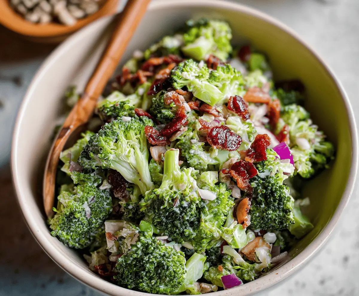 Easy Healthy Broccoli Salad with Bacon and Cheese