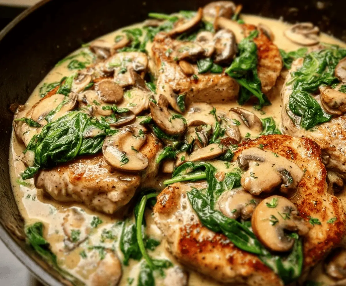 Creamy Spinach Mushroom Pork Chops Recipe