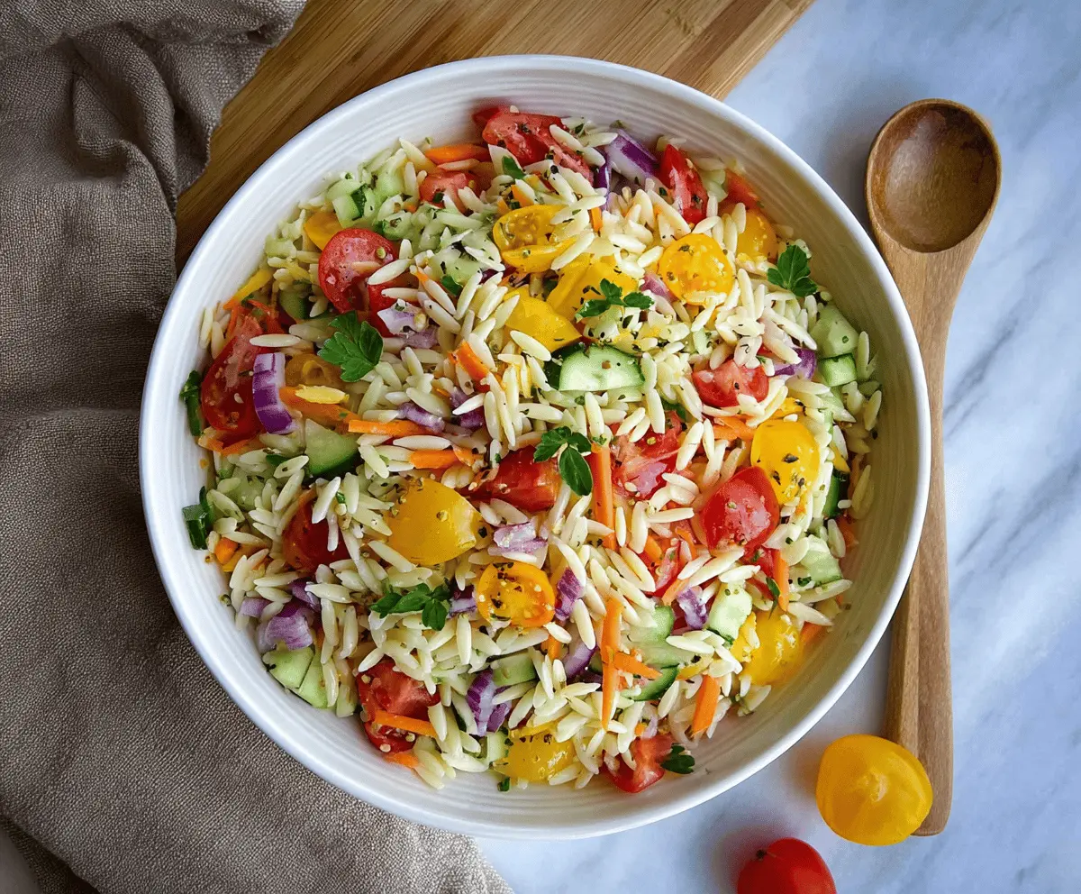 Fresh Rainbow Orzo Salad with Veggies