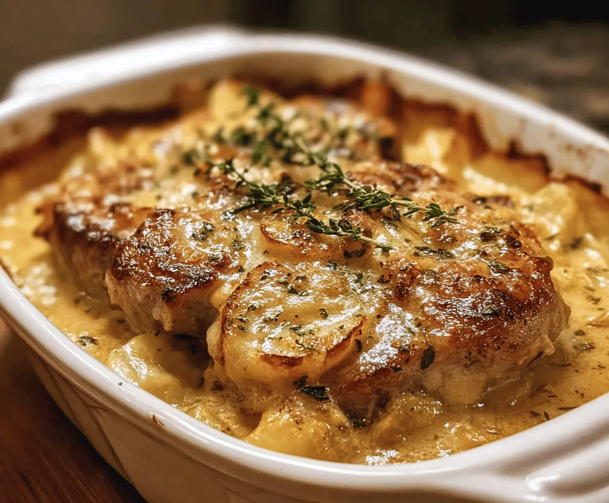 Easy Smothered Pork Chops with Cheesy Scalloped Potatoes
