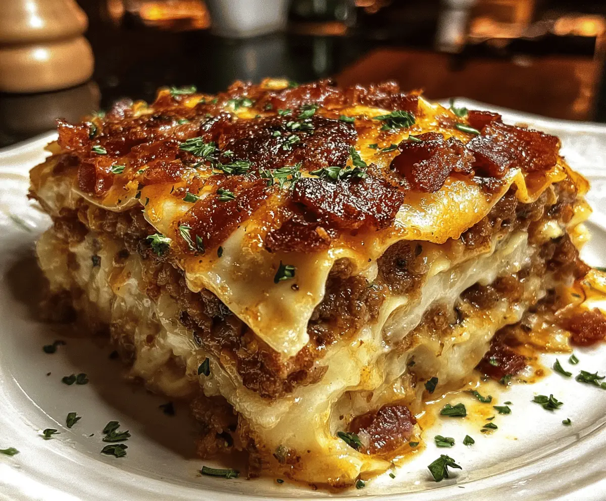 Easy Parmesan Garlic Bacon Cheeseburger Lasagna