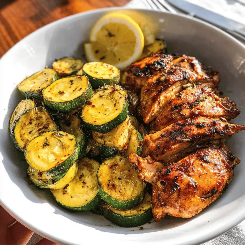 Easy Asado Chicken with Sauteed Lemon Zucchini