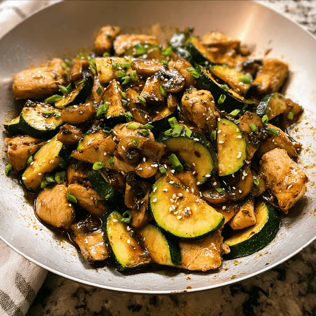 Easy Zucchini Mushroom Chicken Stir Fry Recipe