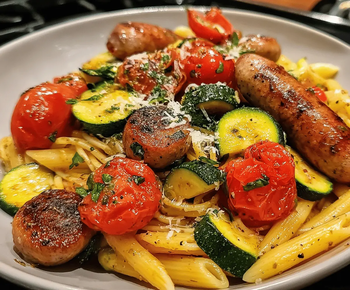 Easy Chicken Sausage Pasta with Zucchini and Tomatoes
