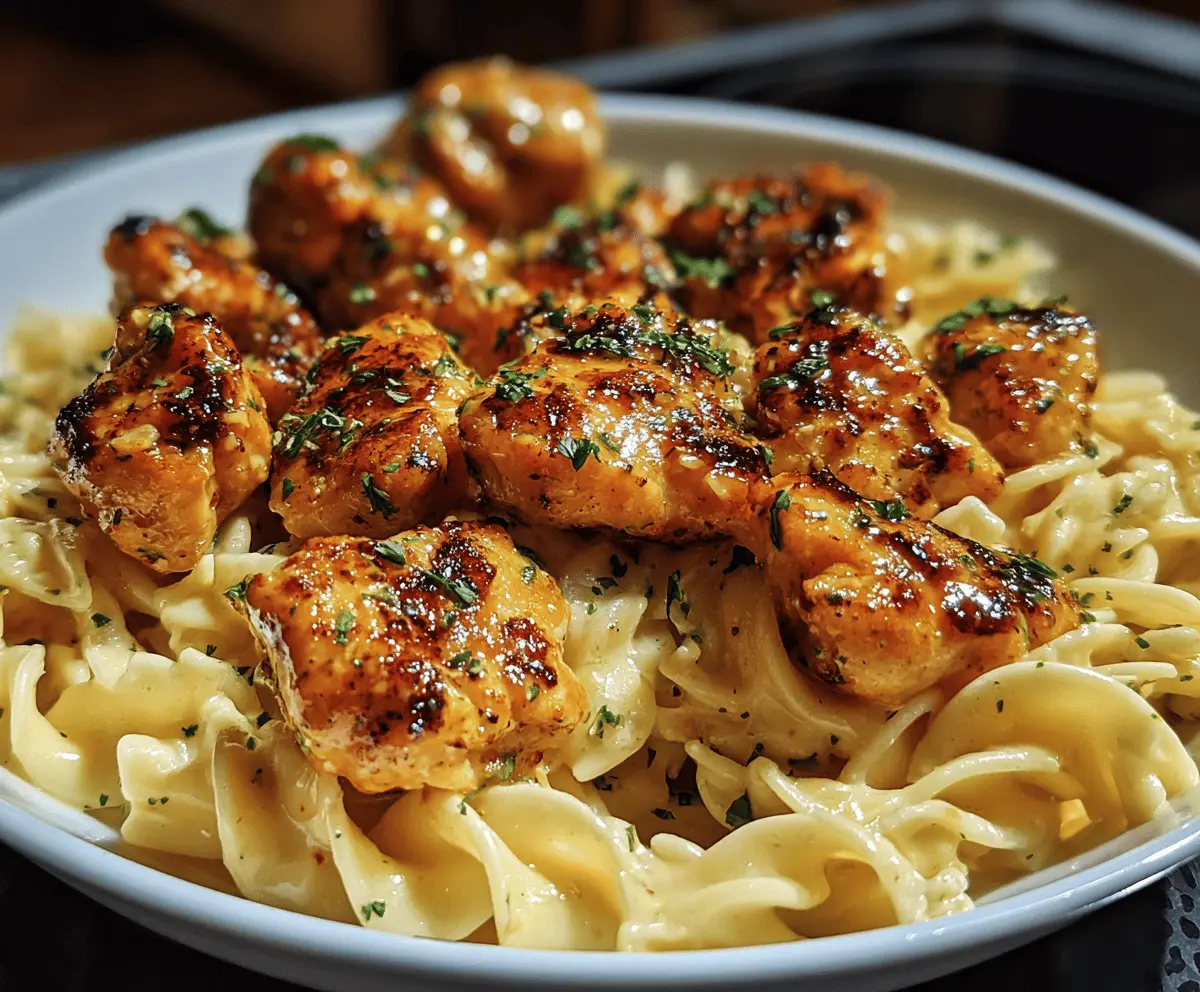 Garlic Butter Chicken Bites with Creamy Parmesan Pasta