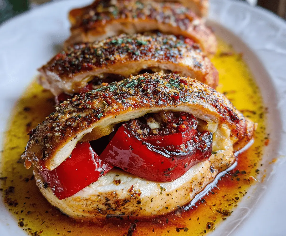 Easy Stuffed Chicken Breast with Roasted Peppers
