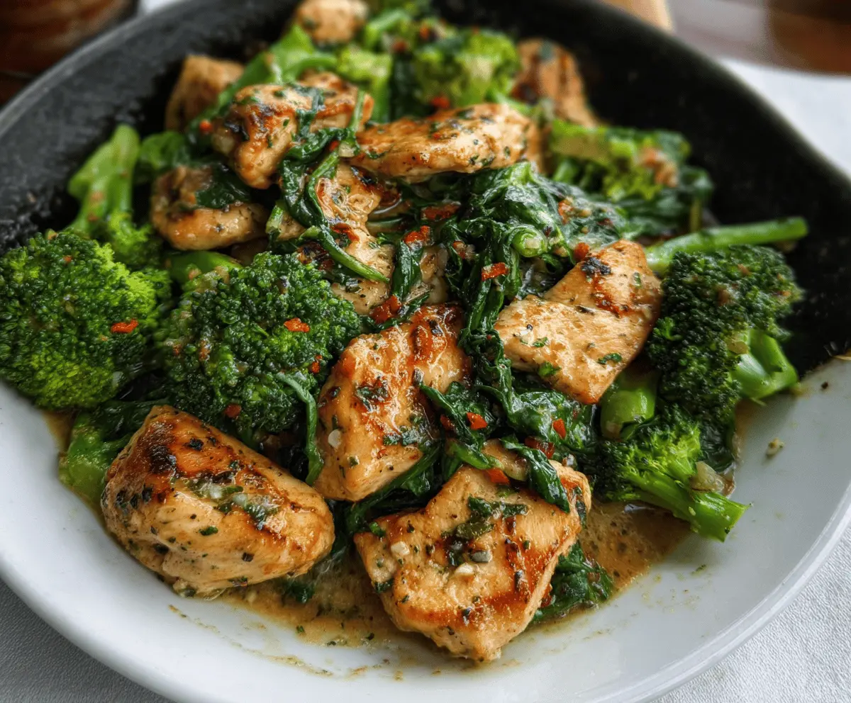 Easy Garlic Chicken with Broccoli and Spinach