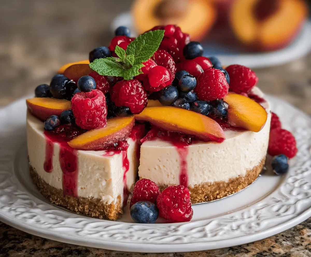 Easy Summer Berry and Peach Cheesecake Recipe