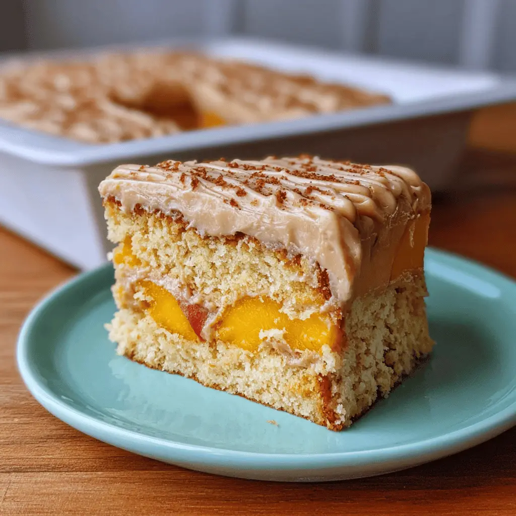 Moist Peach Cake with Brown Sugar Frosting