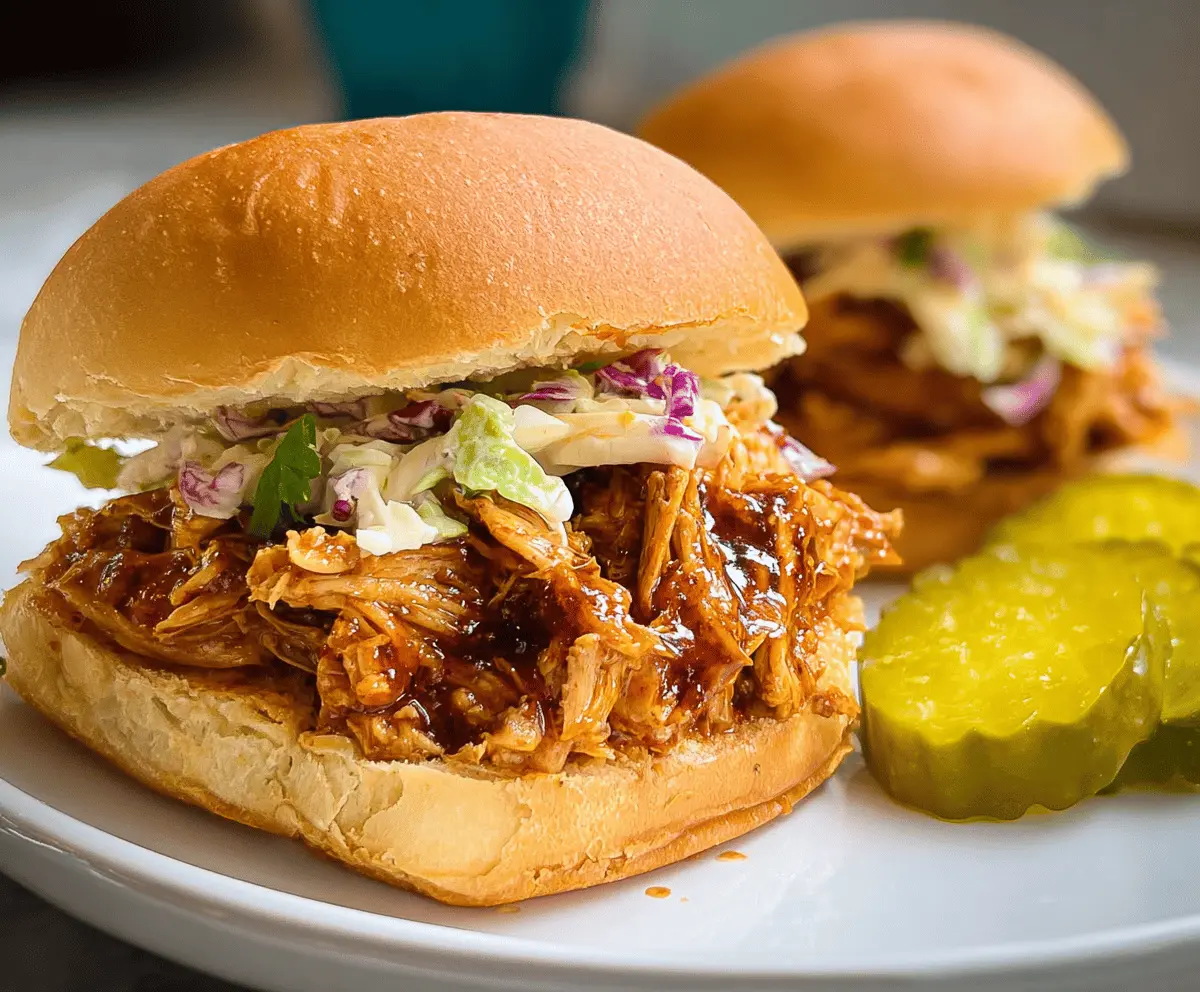 Easy Slow Cooker Hot Honey Chicken Sandwiches
