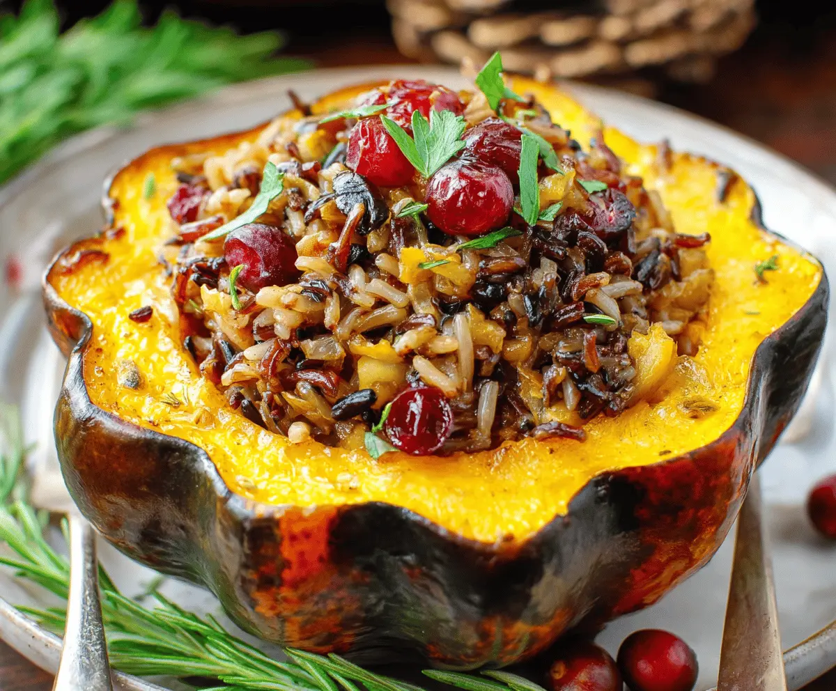 Acorn Squash Stuffed with Wild Rice and Cranberries