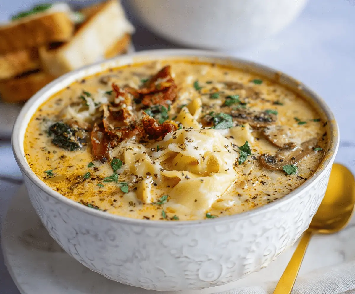 One-Pot Creamy Alfredo Lasagna Soup