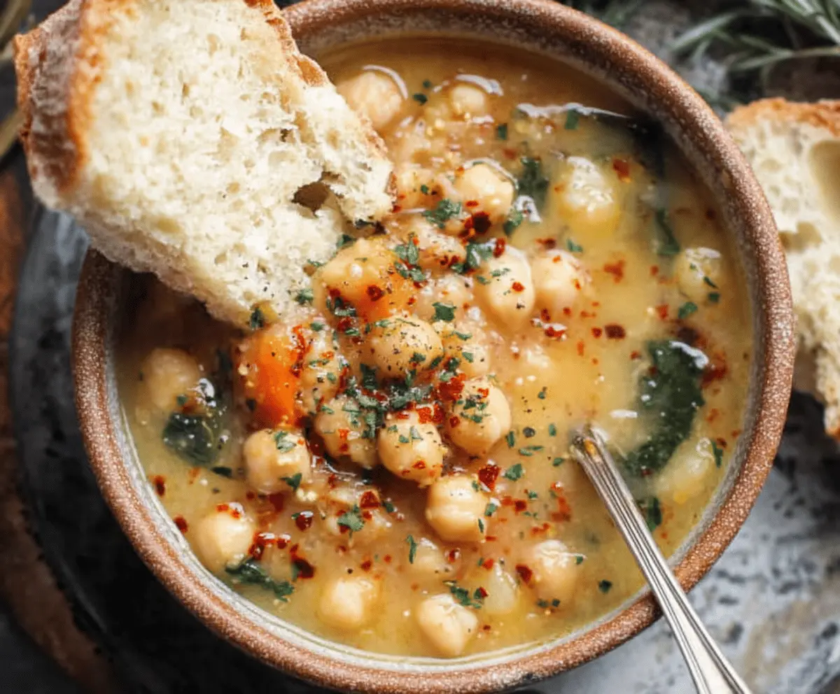 Vegan Garlic Chickpea Soup