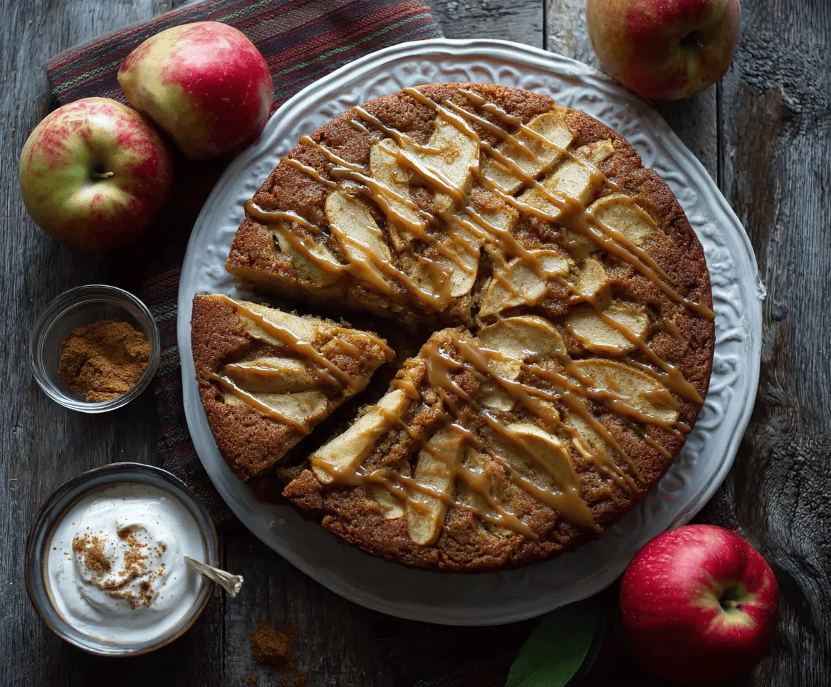 Delicious Chai Spice Apple Cake with warm spices and fresh apple slices, perfect for fall desserts.