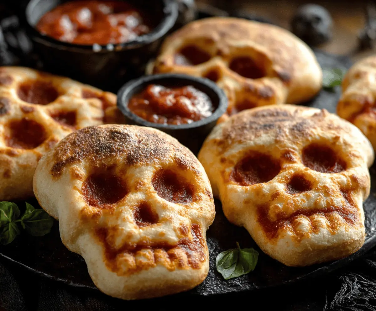 Cheesy Halloween Pizza Skulls