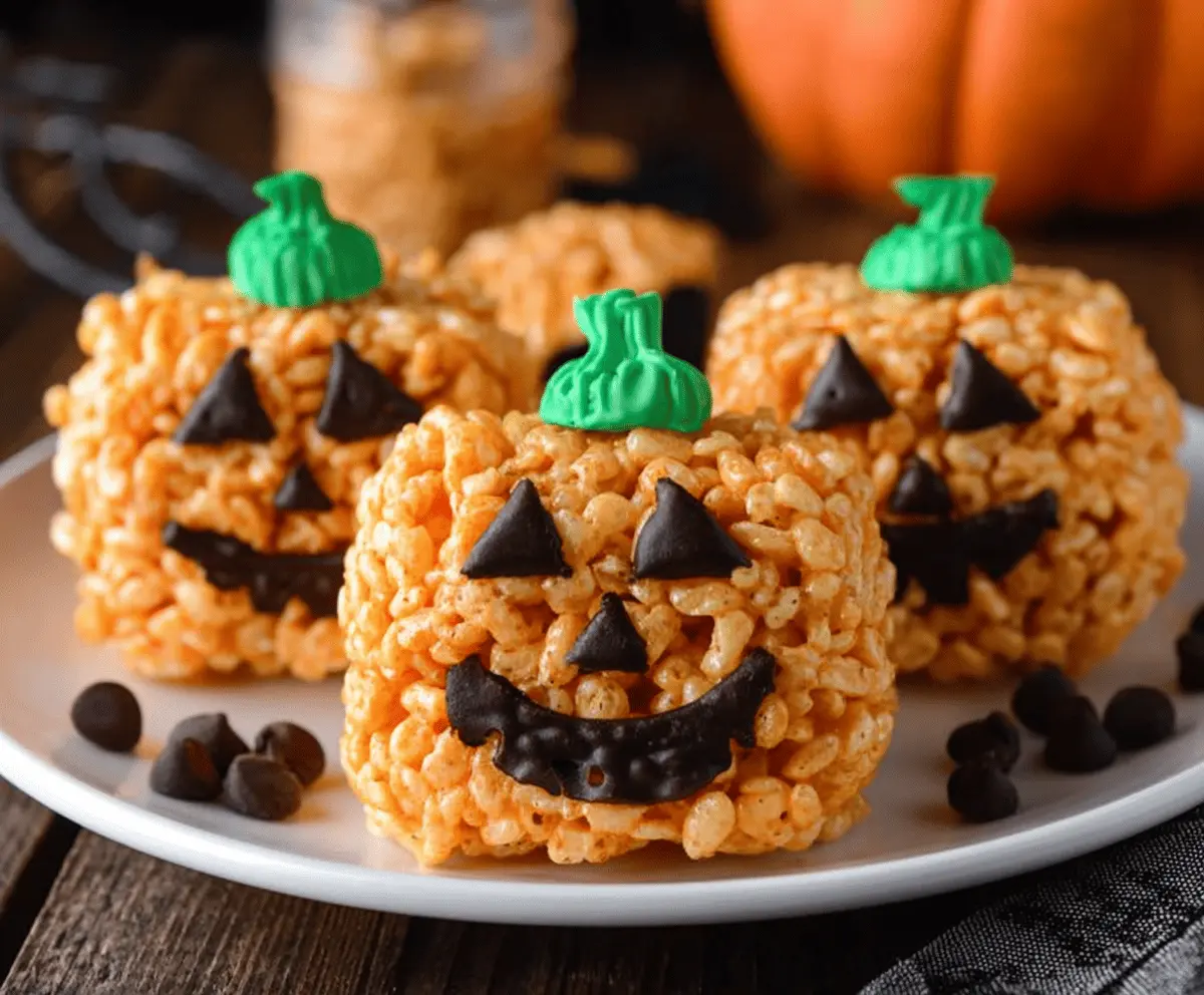 Jack o Lantern Rice Krispie Treats