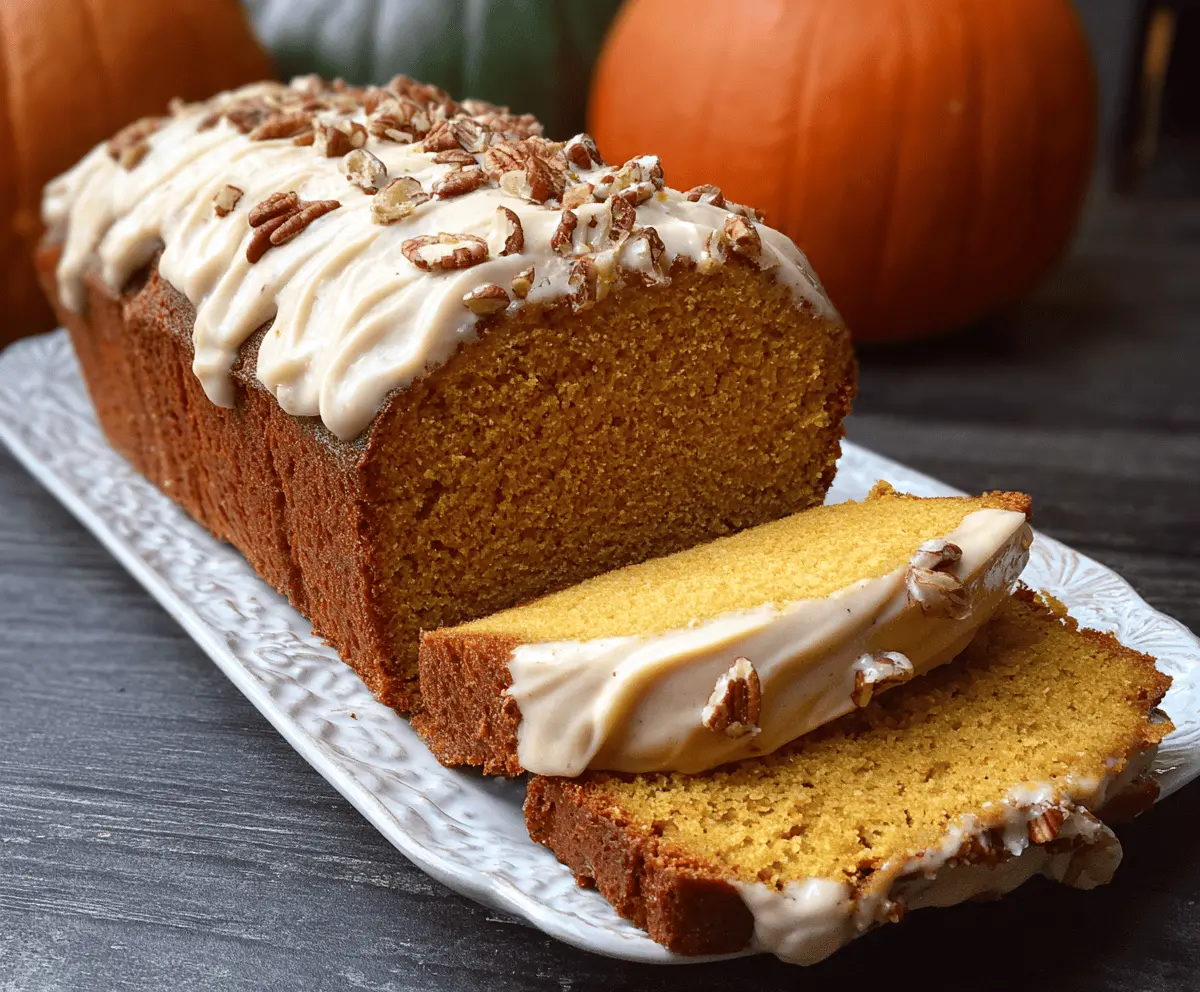 Delicious homemade pumpkin pound cake with a golden crust and moist interior, perfect for fall desserts