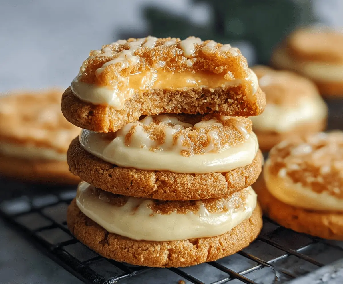 Delicious Sweet Potato Pie Cheesecake Cookies with a creamy filling and warm spices on a rustic plate