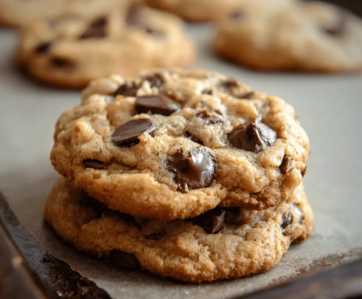 Delicious homemade Bill's chocolate chip cookies fresh out of the oven with golden-brown edges.