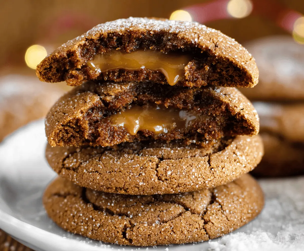 Caramel Stuffed Gingerbread Cookies
