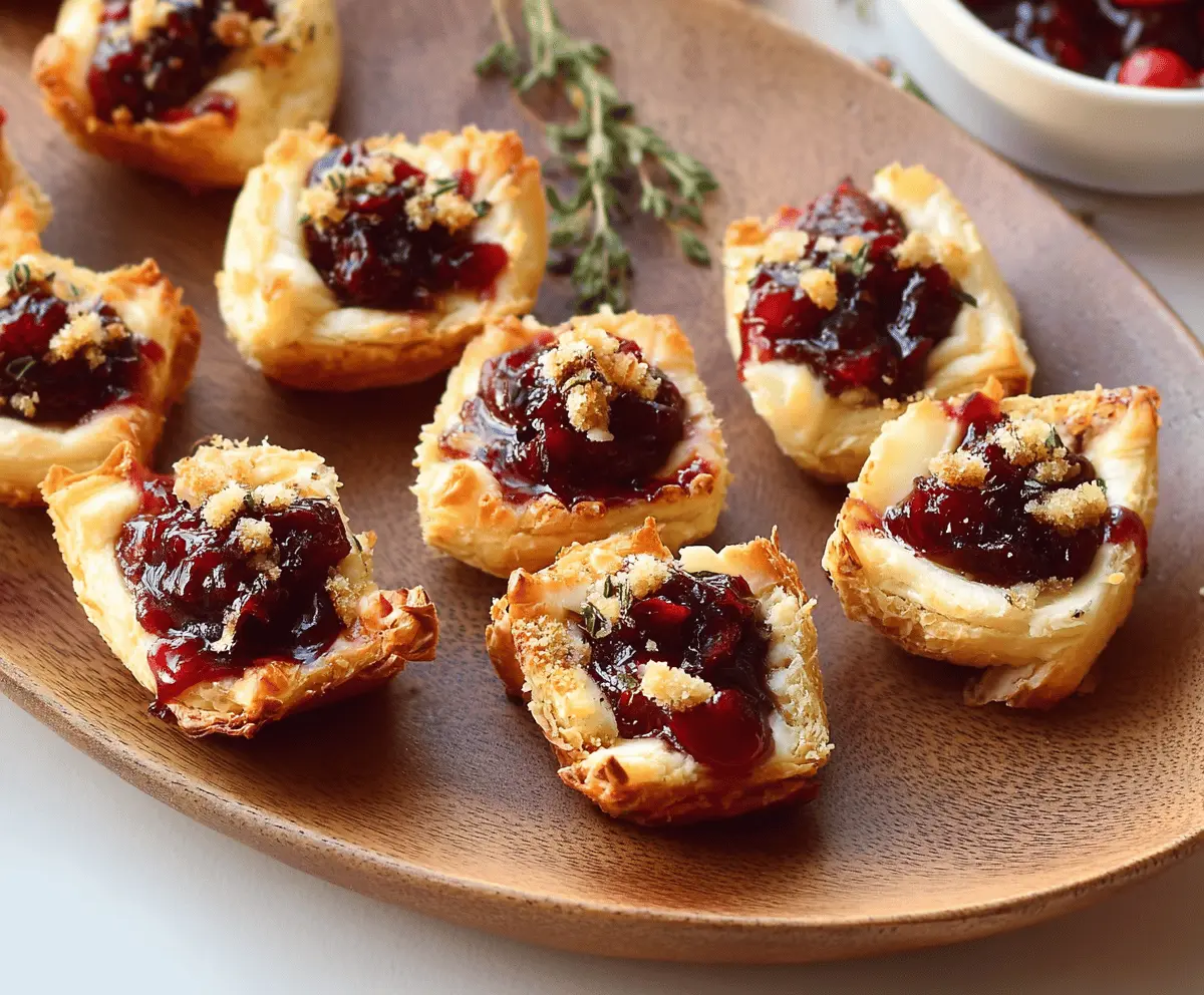 Delicious Cranberry Brie Bites with creamy cheese and tart cranberries for festive snacking