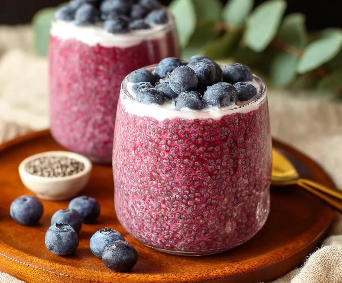 Delicious Berry Chia Seed Pudding in a glass bowl with fresh mixed berries on top, perfect for a healthy breakfast or snack.
