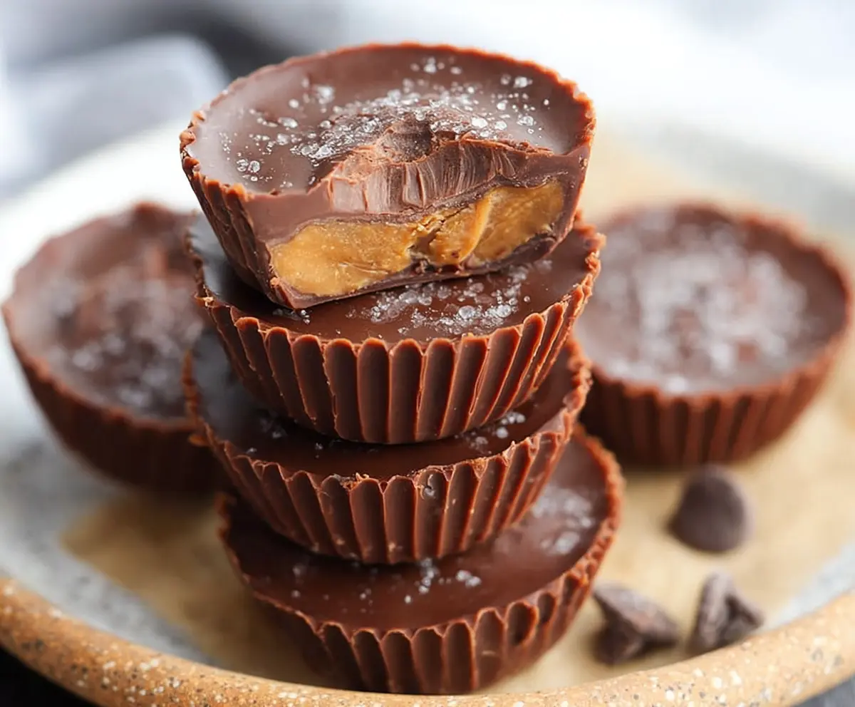 Delicious chocolate peanut butter fat bombs on a plate, perfect for keto snacking and low-carb diets.