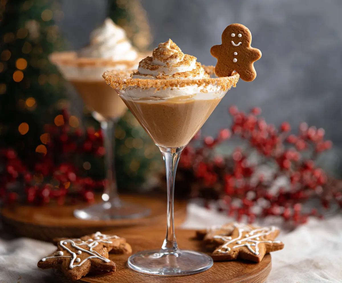 Delicious Gingerbread Martini served in a cocktail glass with a festive garnish for holiday celebrations.