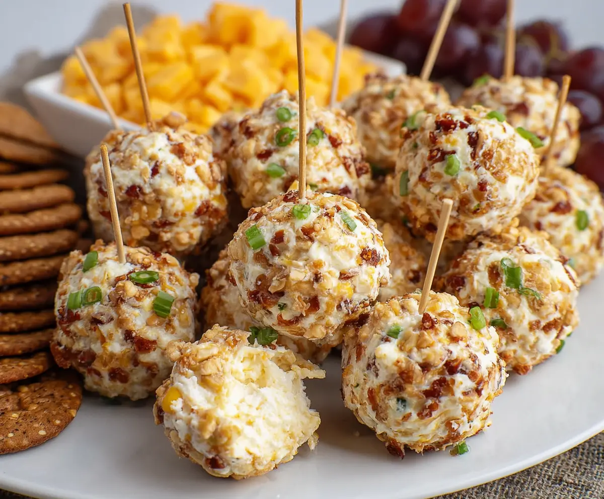Delicious Mini Cheeseball Bites served on a platter, perfect for parties and gatherings.